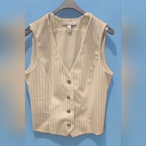 Sleeveless Black Pinstripe Button-Up Vest